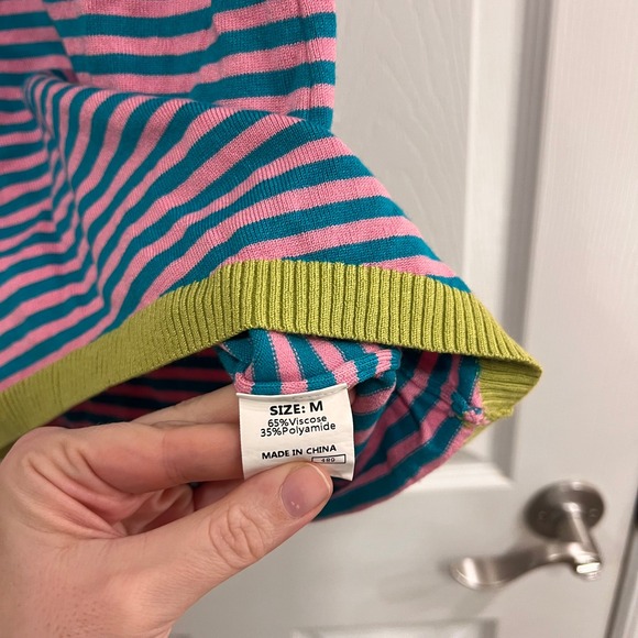 DOKOTOO Pink Teal Striped Knit Sweater Vest - Picture 5 of 5